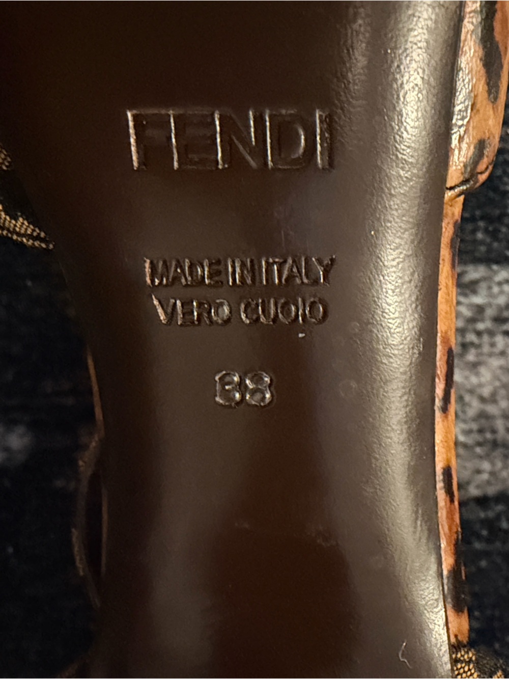 Fendi Leopard Print Peep-Toe Heels - Brown/Black - Picture 2 of 4